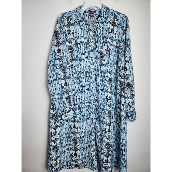 NWOT Jessica London Black & Blue Animal Print Button Up Shirt Midi Dress size 20 - Picture 9 of 14